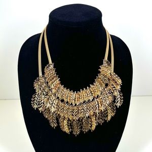 BCBG Leaf Motif Statement Necklace